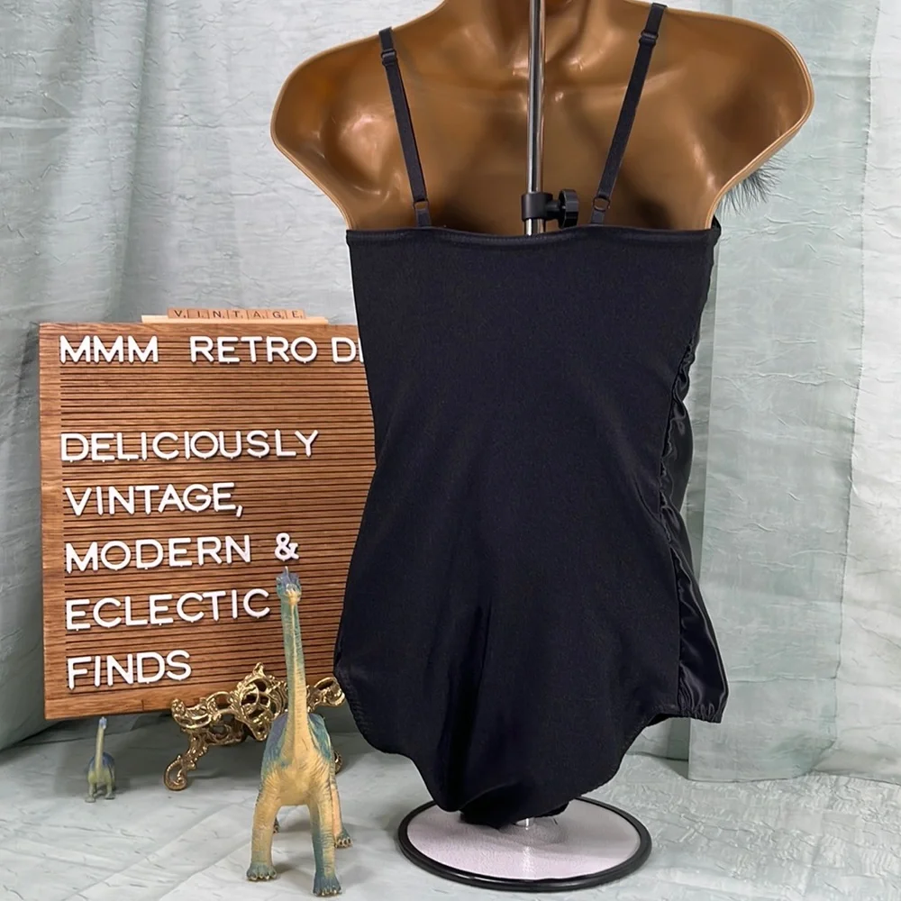 Leo’s Dancewear Black Leotard Unitard with Beads & Feathers | 12A